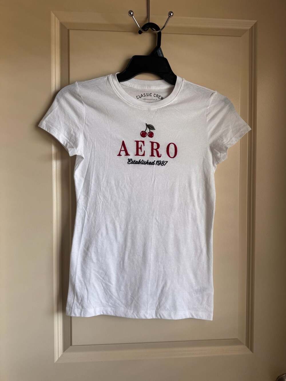 Aeropostale Classic Crew Cherry Logo Graphic Tee